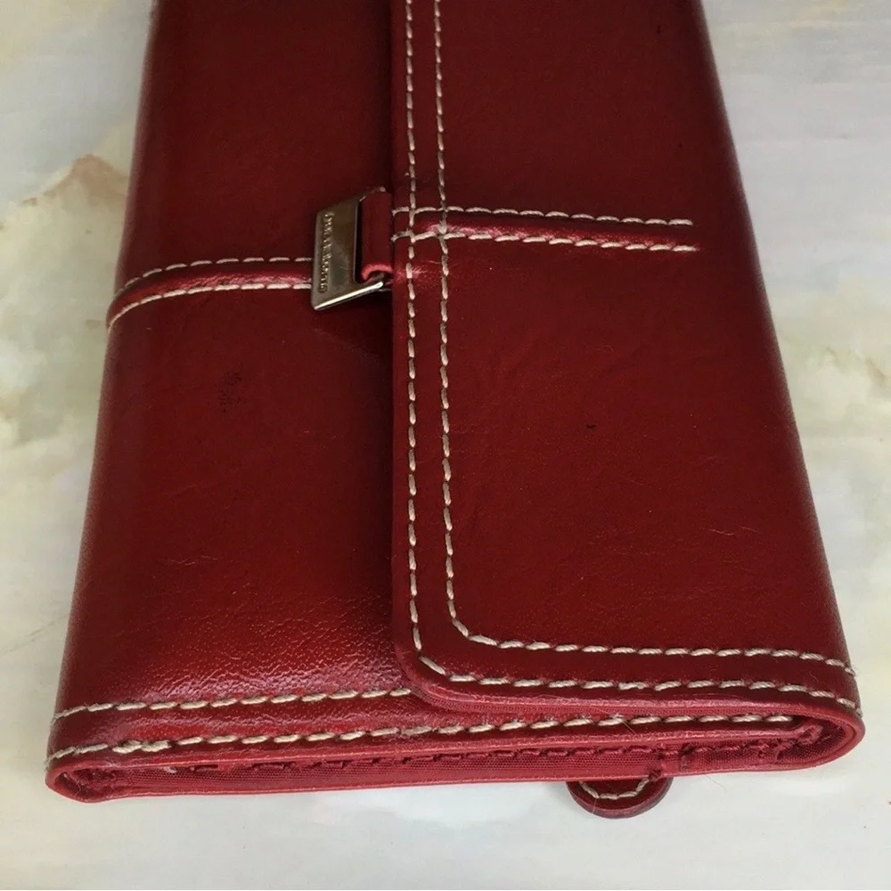Vintage Y2K Liz Claiborne Dark Red Faux Leather Trifold Wallet